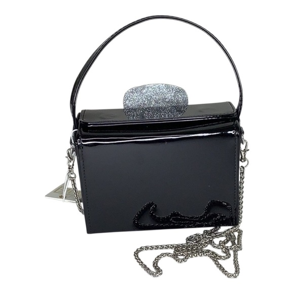 Urban Expressions Black and Silver Rose Floral Bag Wedding Guest - Picture 8 of 9